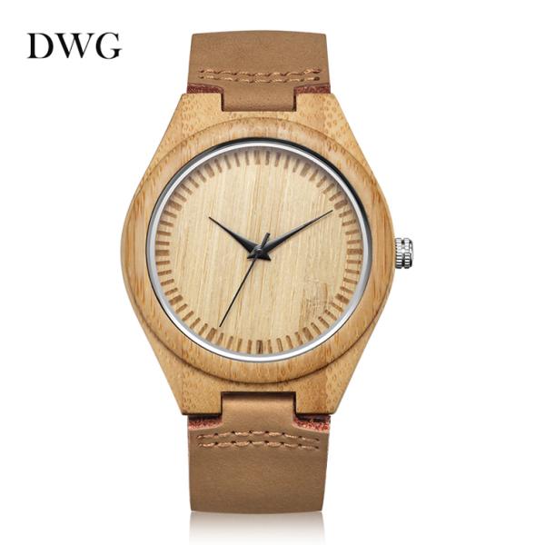 Дозор кварца дизайна моды деревянный, наручные часы бамбука движения Японии кожаного ремня