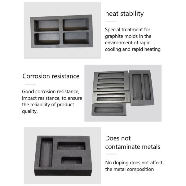 Custom Graphite Mould Gold Silver Copper Casting Ingot Mould with Bulk Density of 1.62-1.98g/cm3