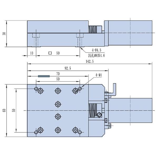 vis sans fin de meulage d'axe des abscisses d'étape de traduction de micromètre de voyage de 30mm