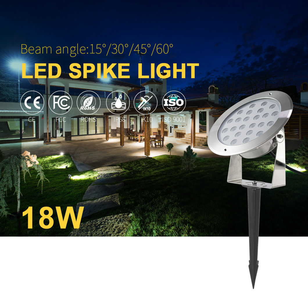 лампа приведенная водоустойчивое SMD3535 шипа КРИ 18W IP68 однокрасочная