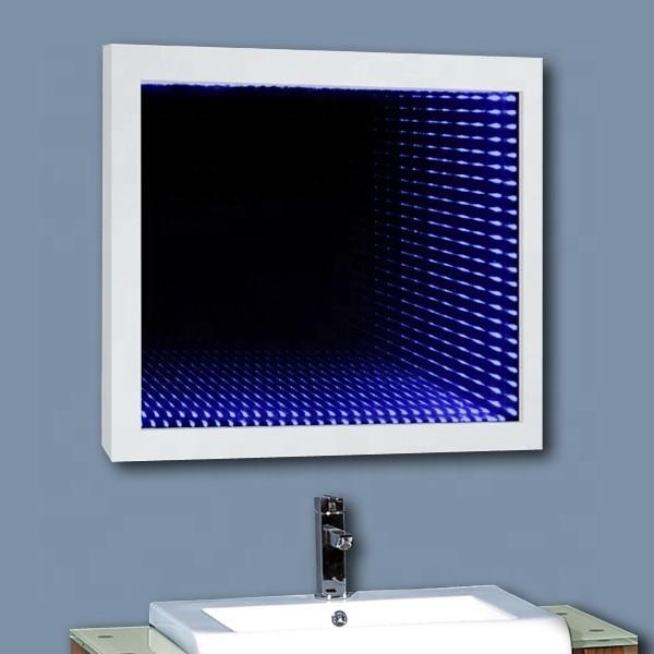 CE IP44 3D salle de bains LED miroir à l'infini avec bandes LED SMD 2835 remplaçables