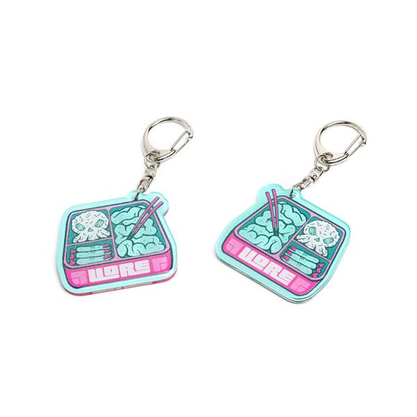Custom Personalized Eco-friendly Plastic Single Epoxy with Glitter Acrylic Charms Non-Clear Keychain