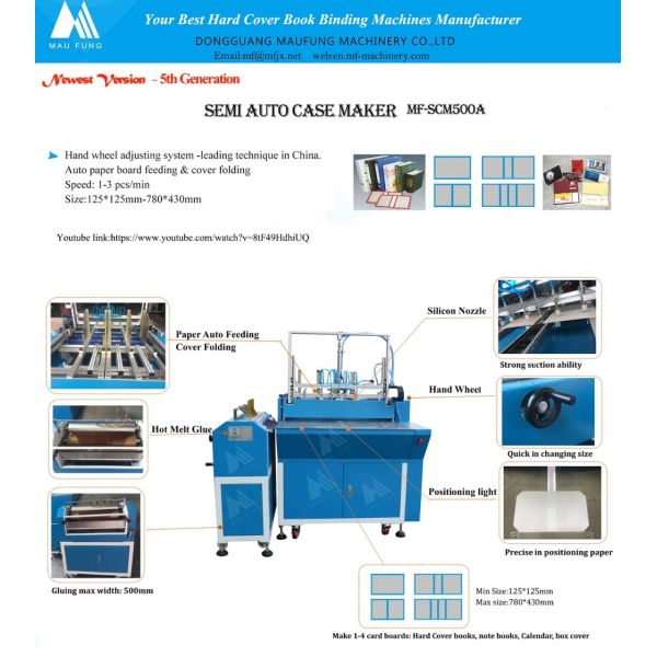Semi-Automatic Book Case Making Machine with 5.2KW Power and 1-4mm Paperboard Thickness for Notebooks