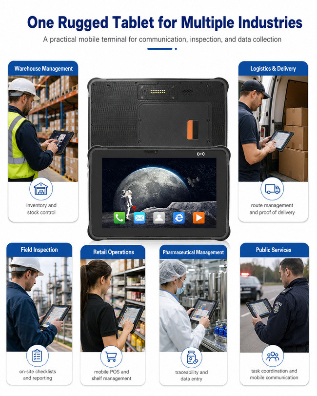 Data Rugged Tablet with Barcode Scanner 10.1 Inch for Workflow Records and Site Entry