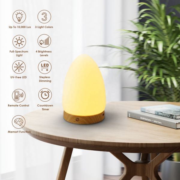Adjustable Brightness Sunlight Therapy Lamp 2700K 4000K 6000K Desktop Sad Lamp With Remote