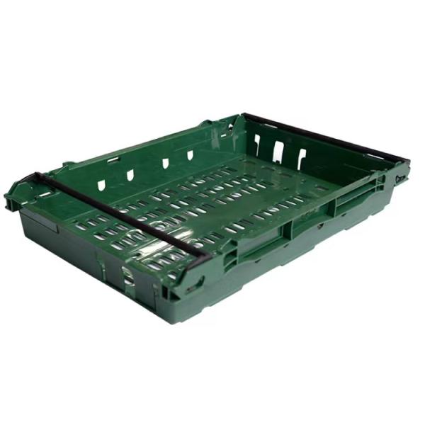 Plastic Customized Mesh Solid Box Crate Basket with Vented Sides Iron Handle Multi-color Options for Harvest Agriculture Fruits