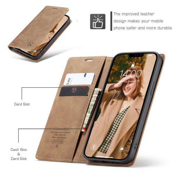 CaseMe 15 Pro Phone Case TPU кожаная задней крышка с магнитным держателем для карт и тест