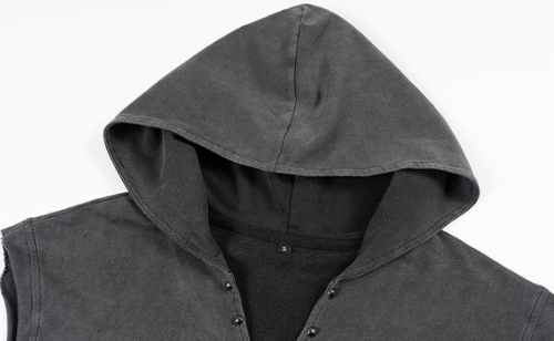 Men’s Vintage Washed Hooded Vest 240G Oversized Sleeveless Streetwear Zip-Up Jacket