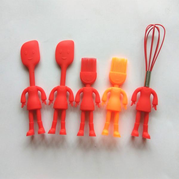 Country Kitchen Set Of Five Silicone MINI Kitchen Utensil Set Silicone Kitchen Baking Tools  Whisk Tong, Spatula, Spoon