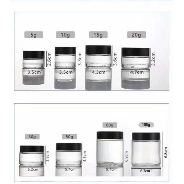 15g 30g 50g 100g Frosted Clear Glass Cream Jar with Gold Silver Screw Lid Customized Logo and Frosted Glass Base Material