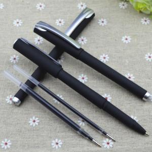 Gel pen,Promotional gel-ink pen with cap, Black rubber gel-ink pen