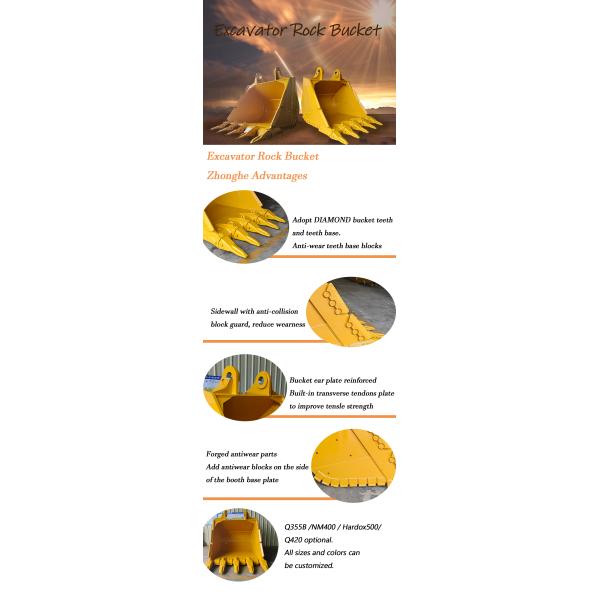 6.8cbm Excavator Rock Bucket For Quarry Bucket с усиленным режущим краем