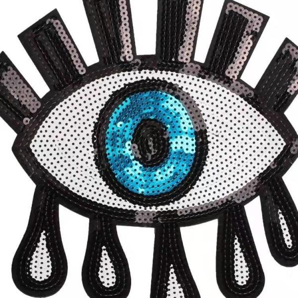 Twill Fabric Adhesive Applique Embroidery Patches for Clothing Large Size Evil Eyes