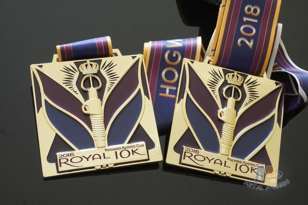 Royal 10K And 15K Custom Sports Medals Soft Enamel Color With Sublimated Ribbon