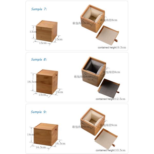 Multi Compartments Tea Bag Organizer Wooden Box with Bamboo and Polyester Construction