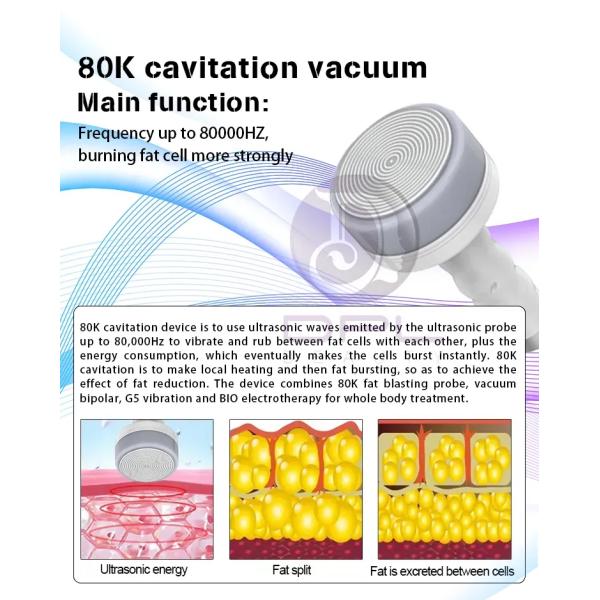 AS94 Rf Vacuum Cavitation System Skin Tightening 6 In 1 80K Ultrasound Cavitation Reducir La Grasa Cellulite Removal