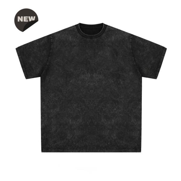 Etiquetas personalizadas de estilo americano retro camiseta de manga corta para hombres y mujeres en blanco