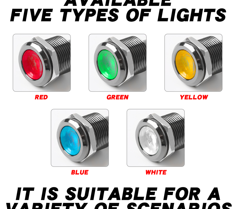 Versatile 12mm Black Metal LED Indicator Lights Oxidized and Durable Compatible with 3V 6V 12V 24V 110V 220V