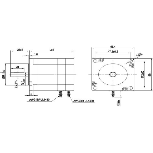 57mm Square Flange 131W Braked Brushless Dc Servo Motor