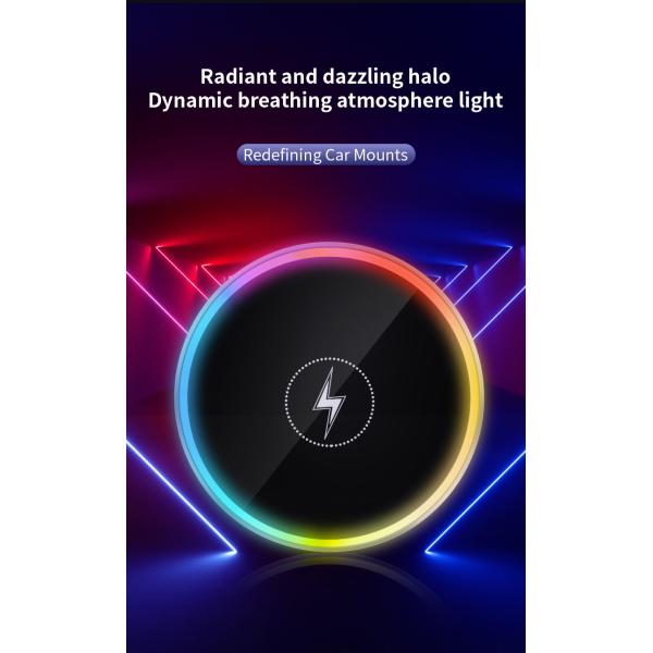 15W Magnetic Car Holder with Magnetic Wireless Charging Silver/Grey Color