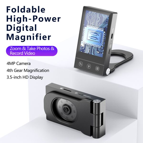 Foldable Electronic Magnifier with 3.5-inch TFT Lens UV for Precision Inspection