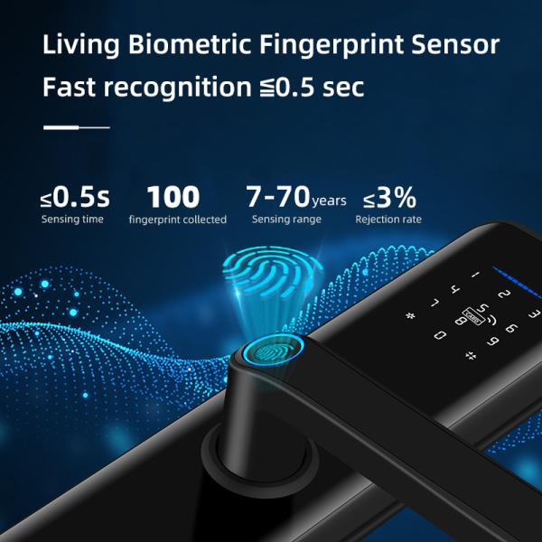 50mm Fingerprint Smart Door Locks Digital Password With Semiconductor Sensor