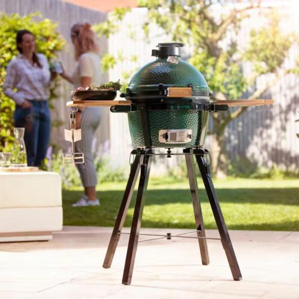Grelha de camarão de mesa personalizada portátil verde de churrasco de cerâmica Kamado com tamanho personalizado