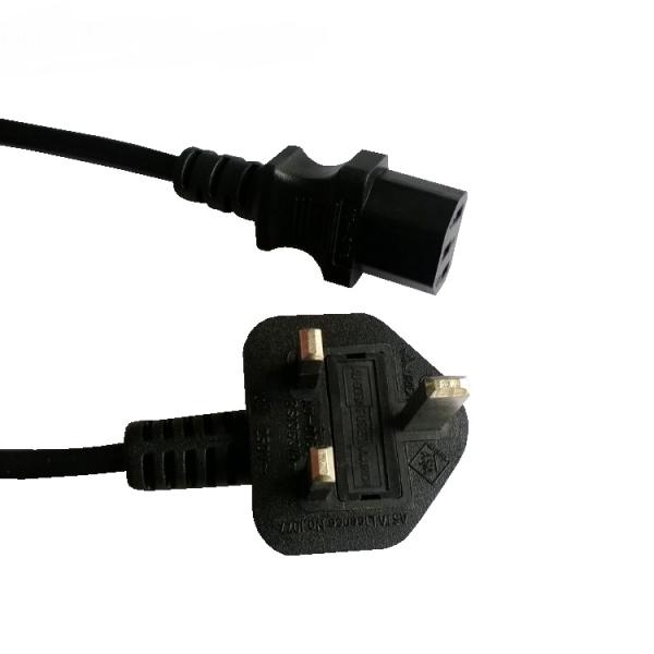 UK C13 power supply cord, UK plug to 2xC13 female plug, Y shape connector