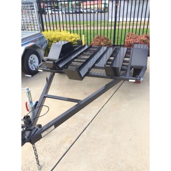 Two Track 7x4 Tandem Axle Heavy Duty Utility Trailer For Motorcycle Transport