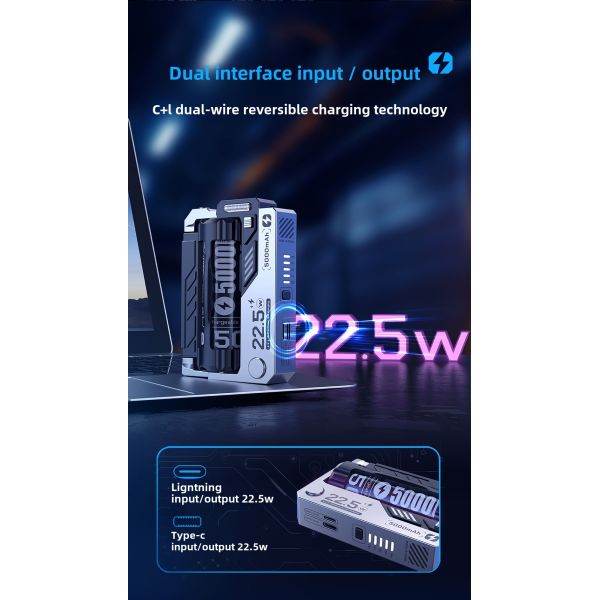 Travel-Friendly 22.5W Support AAA Battery Lithium 21700 Powerbank Removable Battery Portable Power Bank with Replaceable Battery