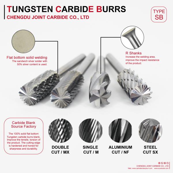 Customized Logo Carbide Burr Tool Bits Diamond Cut Carbide Burrs Fine Cut / Double Cut for Industrial