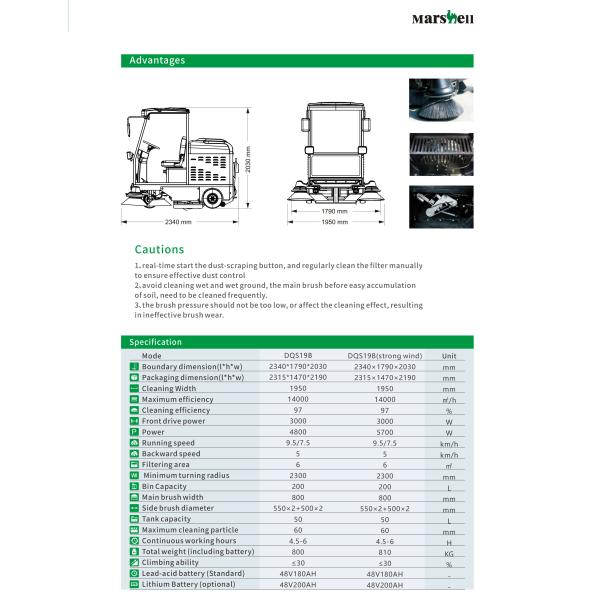 6*8V Voltage Half-closed Electric Ride On Street Sweeper for Cold Water Cleaning Process