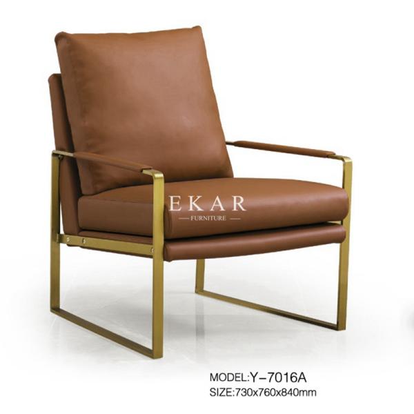 Modern Armchair Leather Metallic Base Leisure Chair