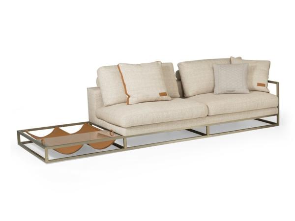 3 Seats Modern Upholstered Sofa With Right Looking Arm And Magazine Rack