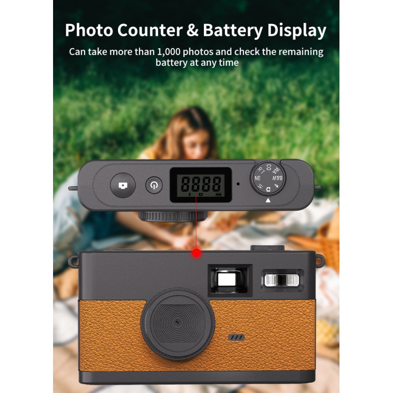 Retro Easy to Use Screenless CMOS Digital Camera 8MP Photo 8 Mode Filters with LED Flash for Camping Party Photography As Gifts