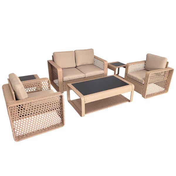 2026 New Developed  Metal Frame Indoor Outdoor Rattan Garden Patio Balcony Conversation Sofa Set