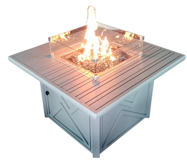 Outdoor 38 Inch Square Aluminum Natural gas Fire Pit Table 40000BTU