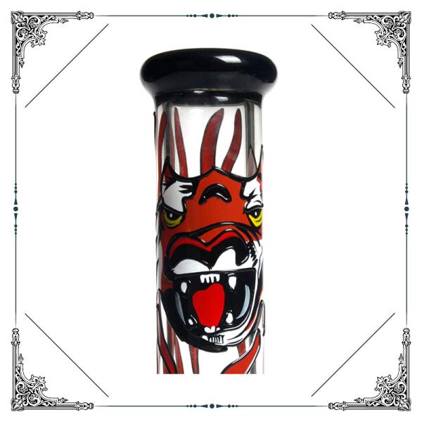 Beaker Tobacco Recycling Hookah Tube With Red Spray Dragon On Glass