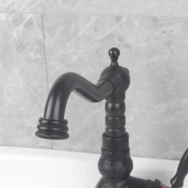 Contemporary Design Brass Main Body Black Basin Mixer Tap with Luxury Matte Chrome Finish