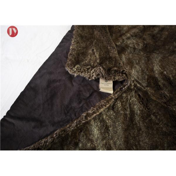 Classic two-tones Faux Fur Blanket Dark Brown 35mm Pile Height artificial fur throw Customized Logo