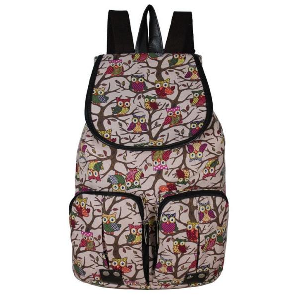 European and American cloth national wind shoulders rucksack diamond owl pattern leisure travel