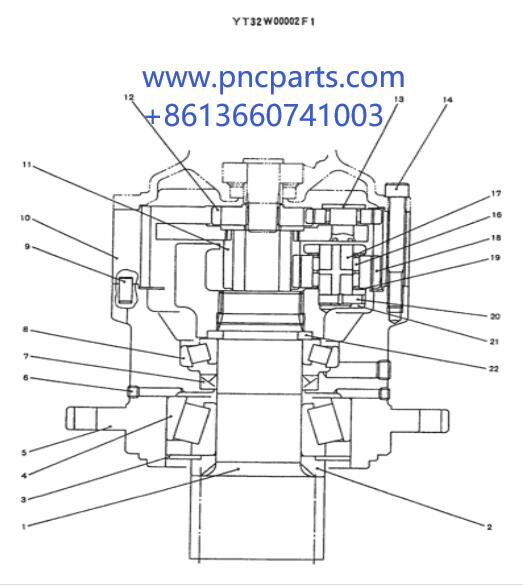 Коробка передач качания SK60-5 без мотора YT32W00002F1 Kobelco SK60SR SK70SR 10T