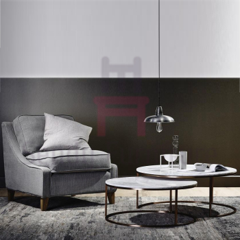 Custom Made Double Round Stainless Steel Coffee Table Marble Top For Salon / Event