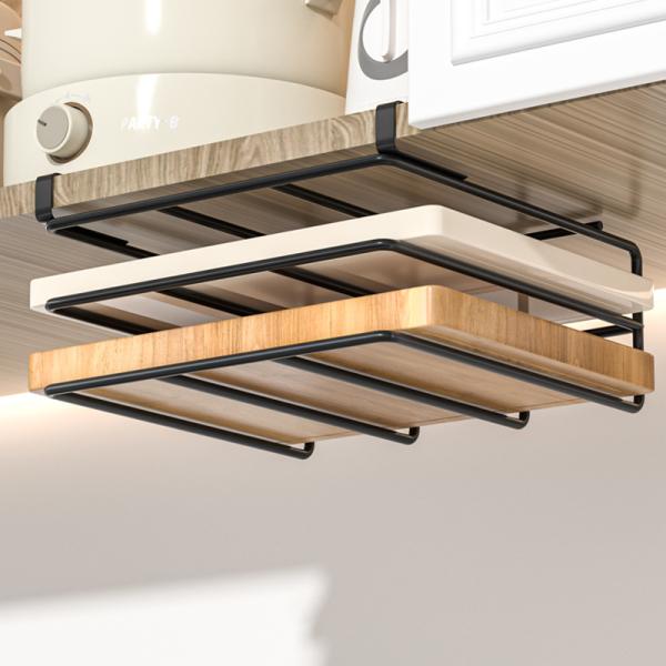 Metal Cutting Board Holder Hanging Rack Under Cabinet Shelf Organizer Door For Kitchen