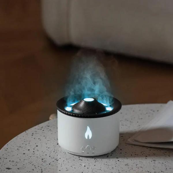 360ml Hot Home Appliance Air Fresher Ultrasonic Flame Remote Control Jellyfish Aroma Diffuser 3D Fire Volcano Air Humidifier