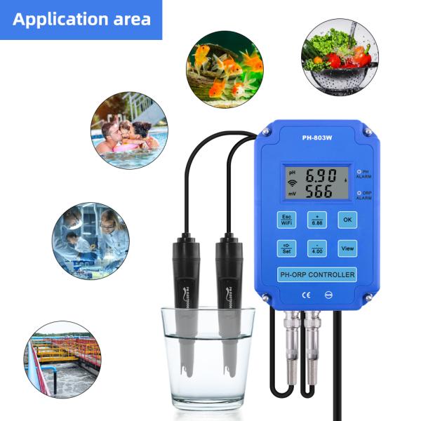 WiFi Output PH ORP Redox Controller with Replaceable BNC Probe and Dual Electrodes for Aquarium Hydroponics