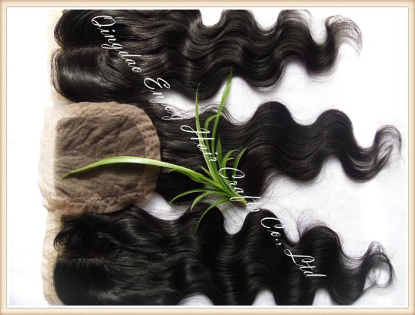 Silk top closure 4''x4'' peruvian virgin hair natural color,body wave 10''-24''middle part