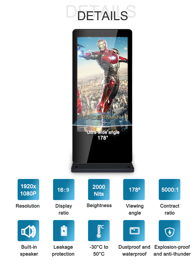 Не касающее управление 100V Temp AC - Signage 240V вертикальный на открытом воздухе LCD цифров