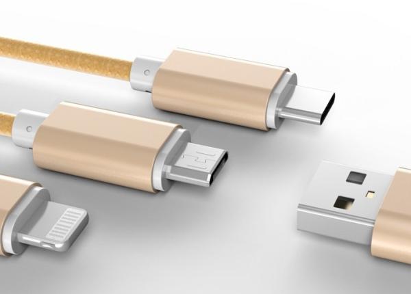 Colorful 3 In 1 USB Li Ion Battery Charger With Type C / Micro / 8 Pin  Cable