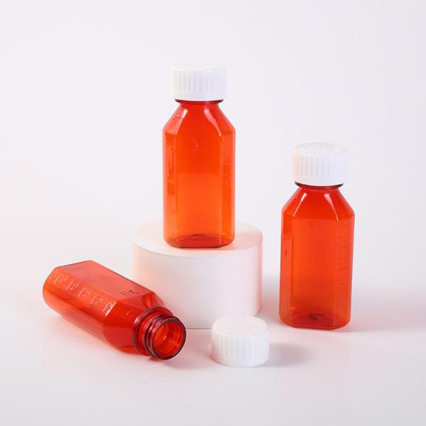 2oz 4oz 8oz 12oz16oz Oval Bottle PET Amber Container Cough Syrup Bottle Medicine Liquid Oral Plastic Bottles with Childproof Cap
